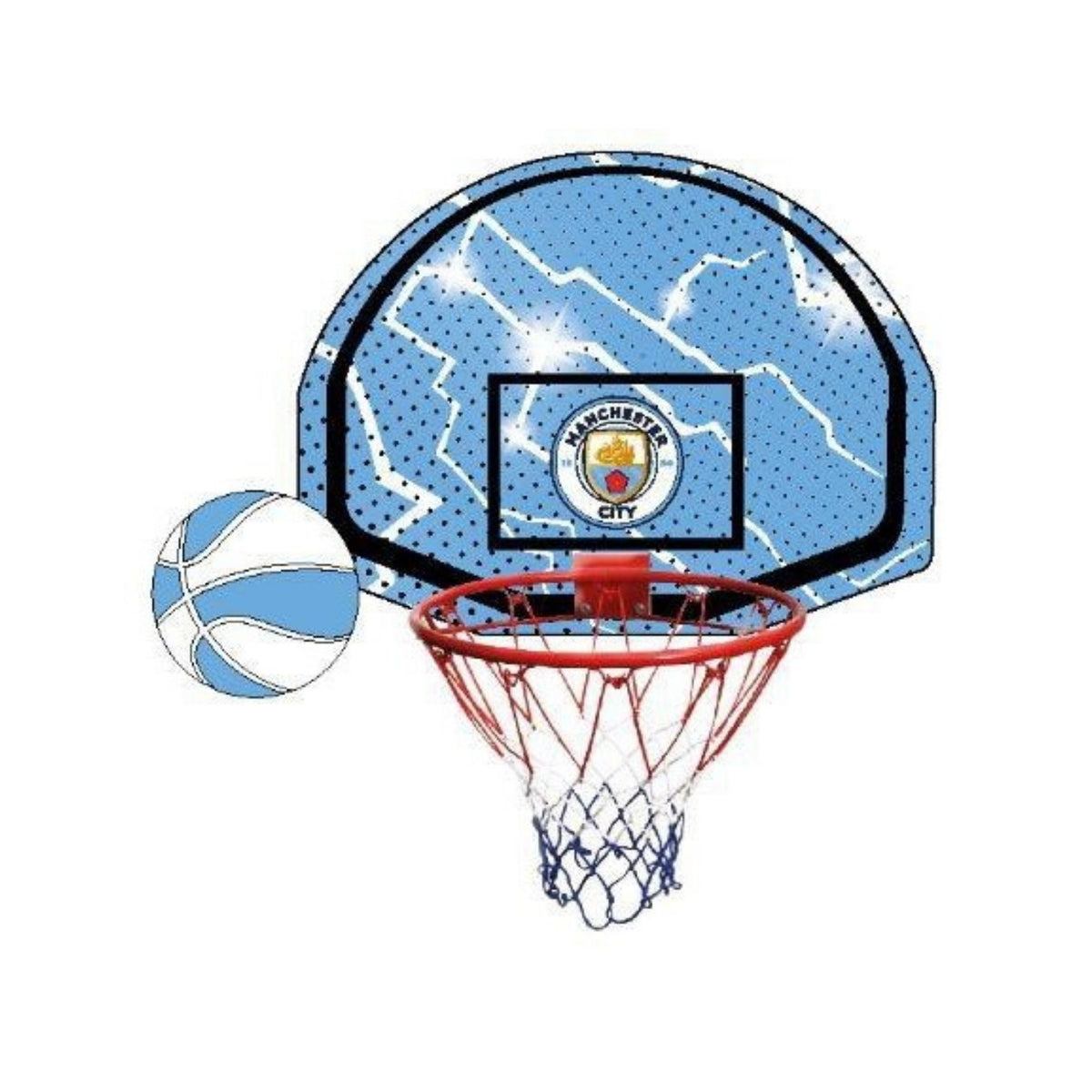 Team Merchandise mini basketball set with two small basketballs and a hoop for indoor sports and fun gameplay.