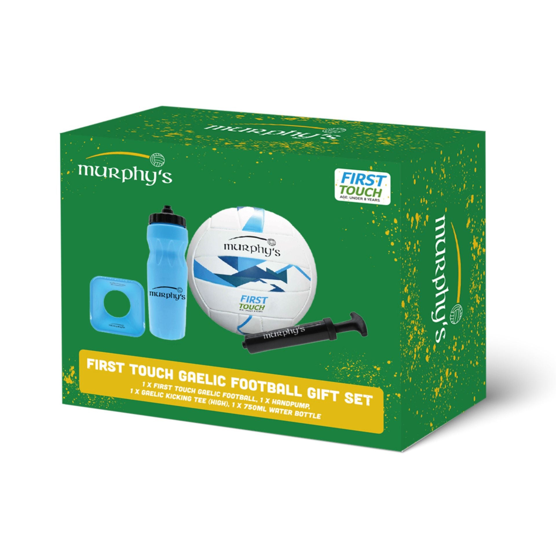 Murphy's First Touch Gaelic Football Gift Set with a Gaelic football, pump, and accessories for beginners and enthusiasts.
