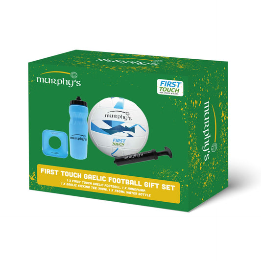Murphy's First Touch Gaelic Football Gift Set with a Gaelic football, pump, and accessories for beginners and enthusiasts.