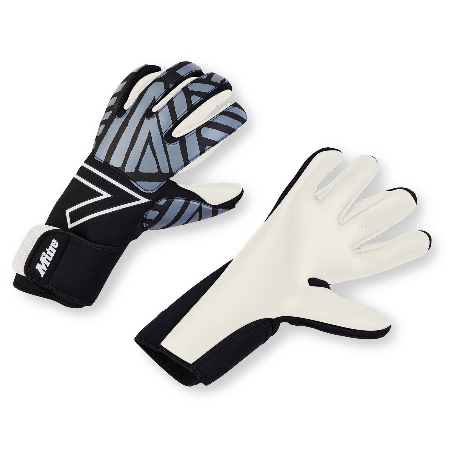 Mitre Junior Impel football goalkeeper glove with padded wrist support and grip-enhancing latex palms, featuring bold color accents.