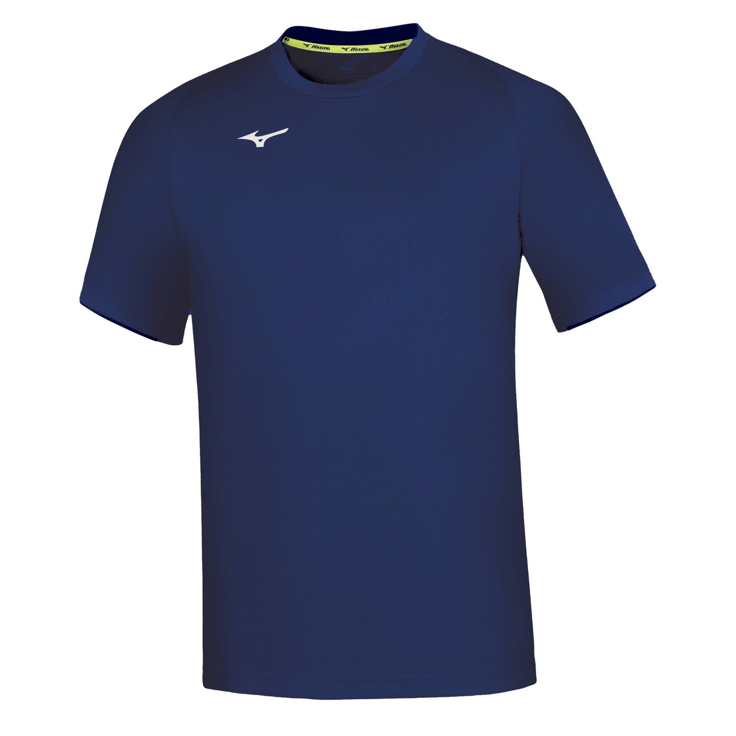 Mizuno Core short sleeve T-shirt for men, lightweight athletic clothing in black with Mizuno logo on chest.