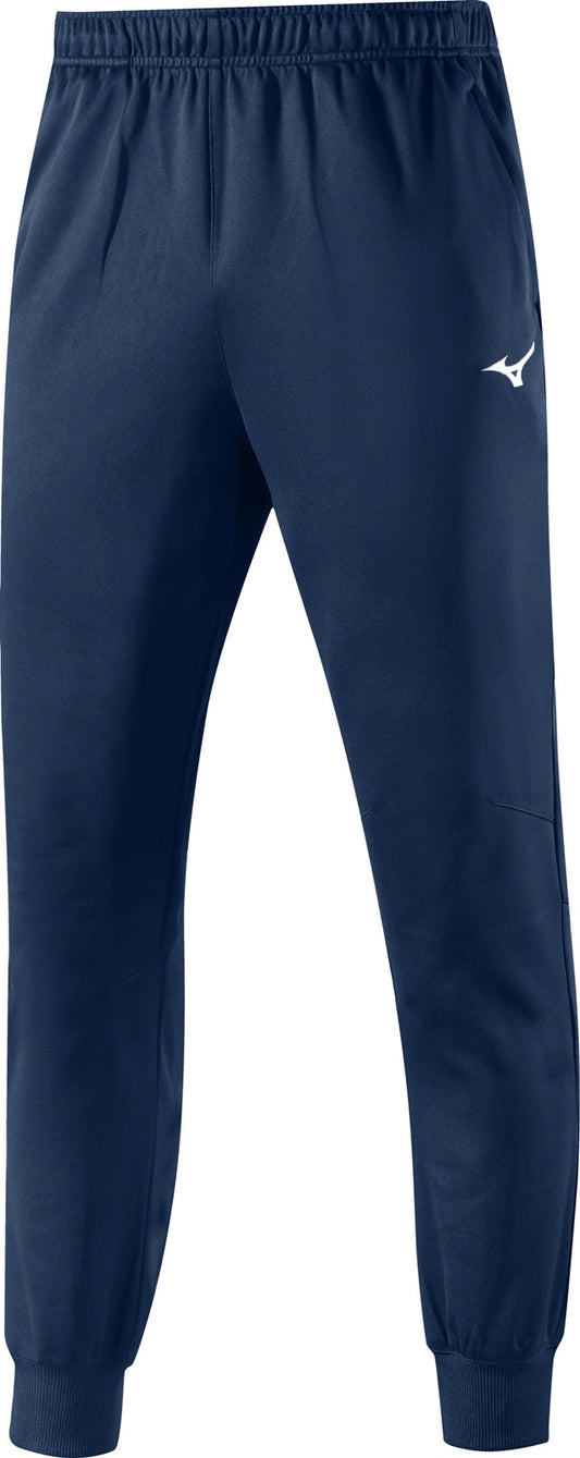 Mizuno Nara track pant in black, lightweight athletic clothing with Mizuno logo, perfect for running and training.