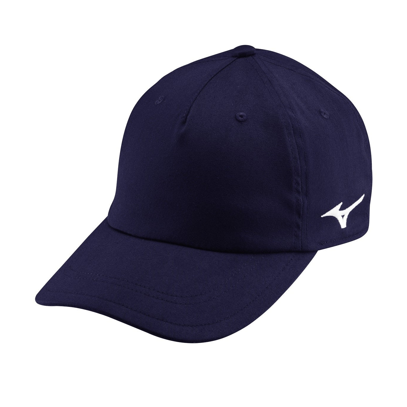 Black Mizuno team cap featuring adjustable strap and curved brim, ideal for sports and casual wear.