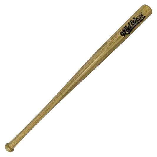 Midwest Slugger baseball bat from sporting goods, showing a wooden bat with a polished finish and brand logo.