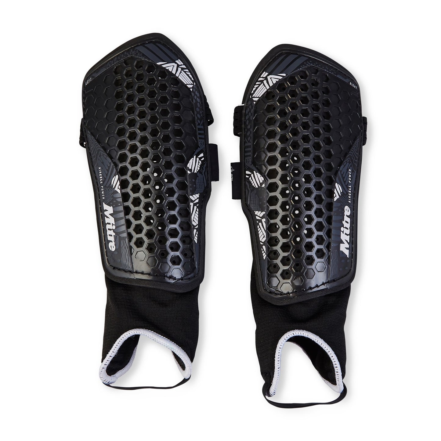Mitre Aircell Power Mitre shinpad with ankle protection, football shinpad designed for impact protection and comfort.
