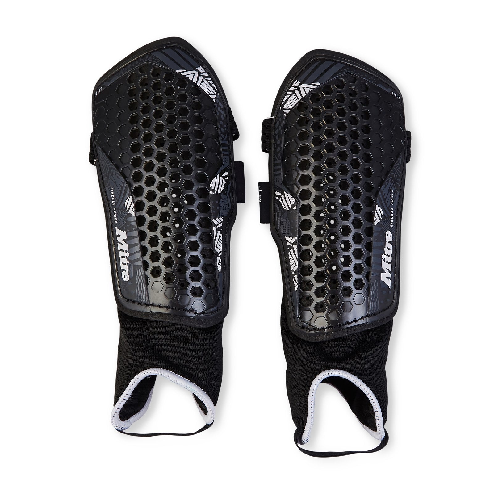 Mitre Aircell Power Mitre shinpad with ankle protection, football shinpad designed for impact protection and comfort.