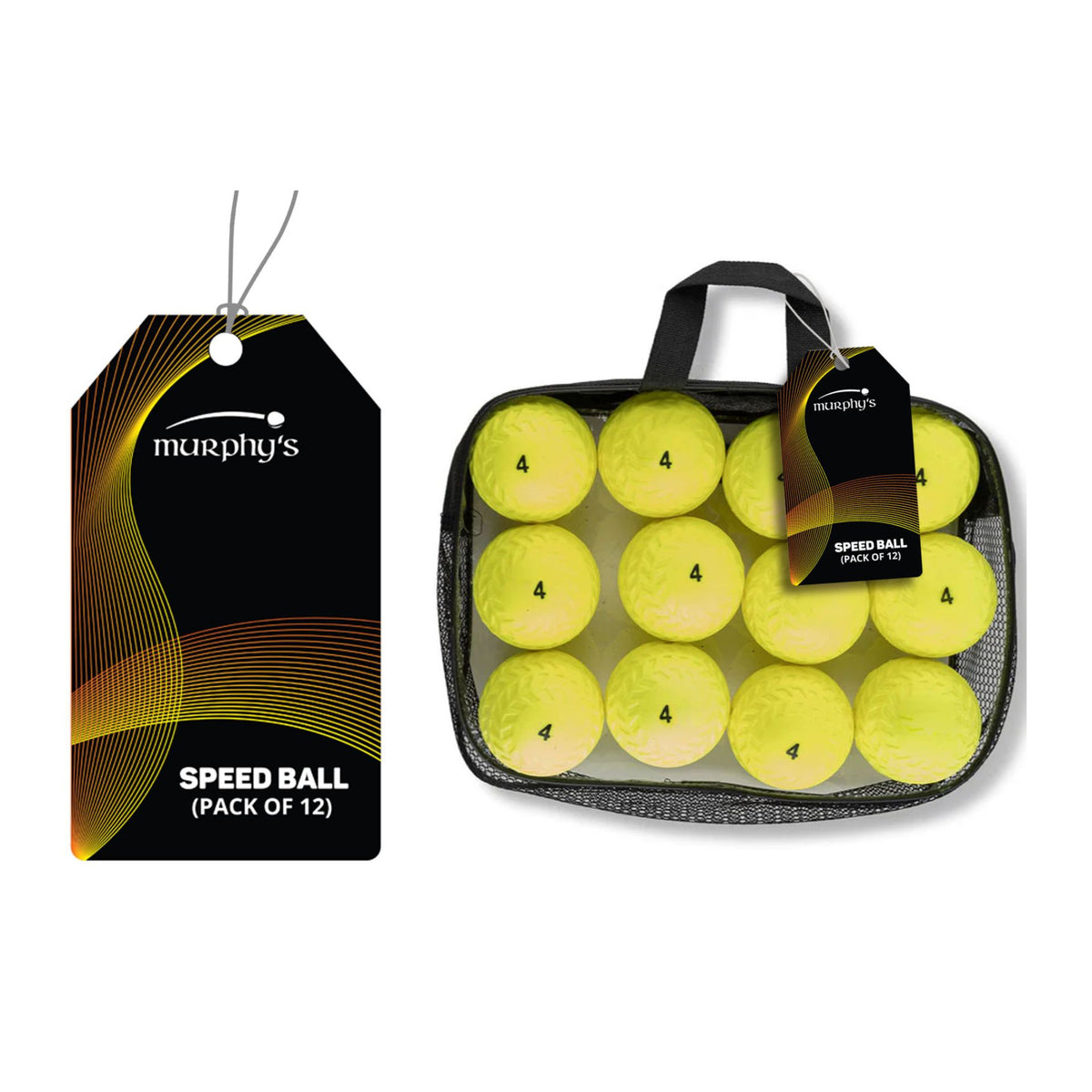 Pack of 12 Murphy's Speed Balls for sporting goods, featuring lightweight, durable rubber balls used for hand-eye coordination training.