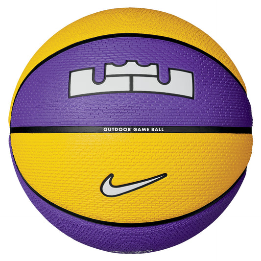 Nike Playground 2.0 LeBron outdoor basketball with black and red design, featuring Nike branding and textured surface for outdoor play.
