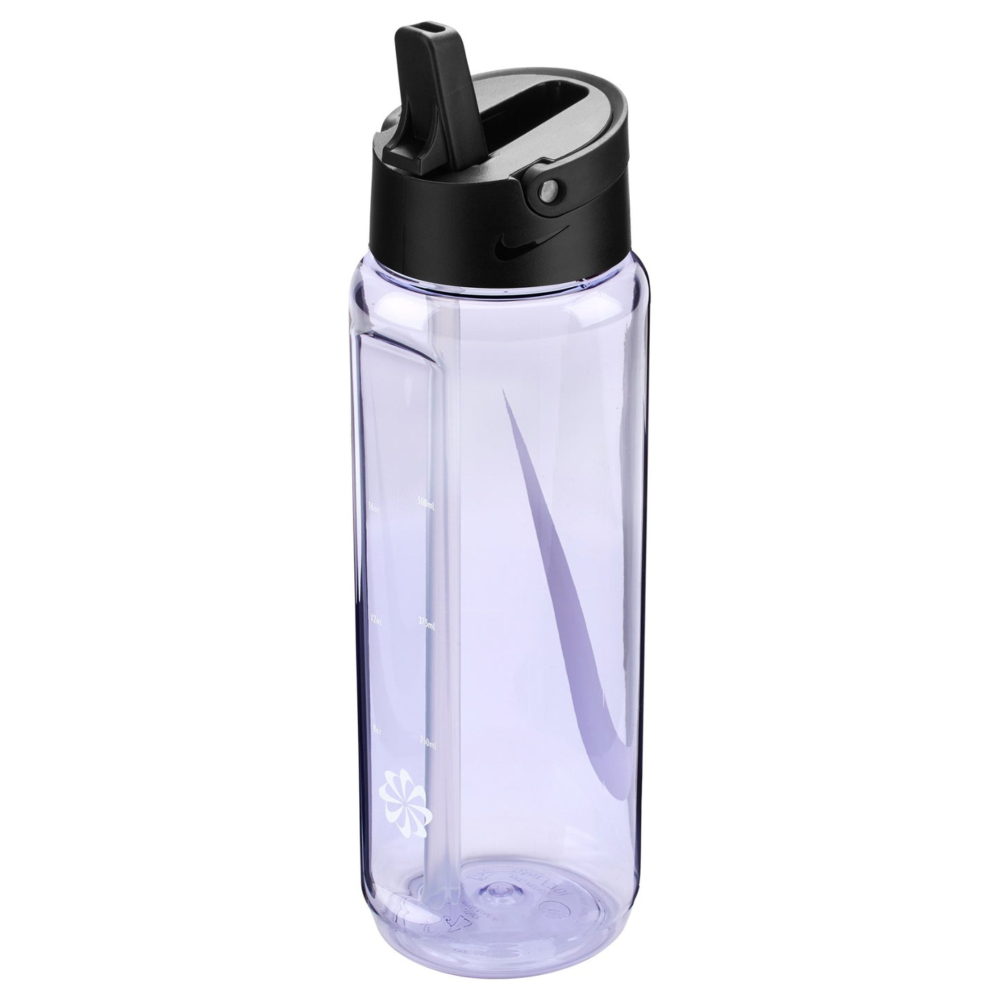 Nike TR Renew Recharge straw water bottle for sports hydration, with a sleek design and reusable plastic body.