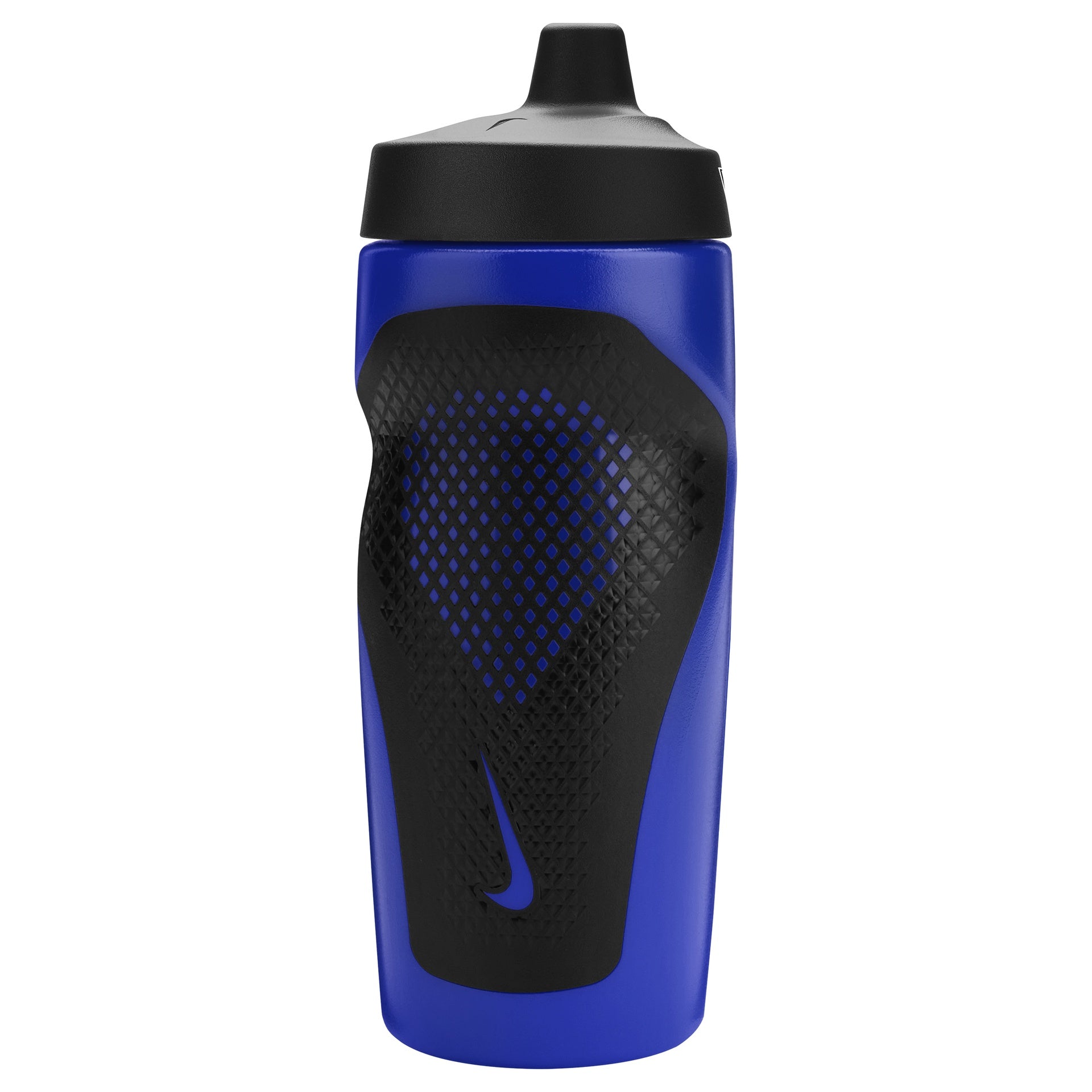 Nike Refuel Bottle Grip 18oz ergonomic sports bottle with a textured grip and clear body, designed for active hydration.