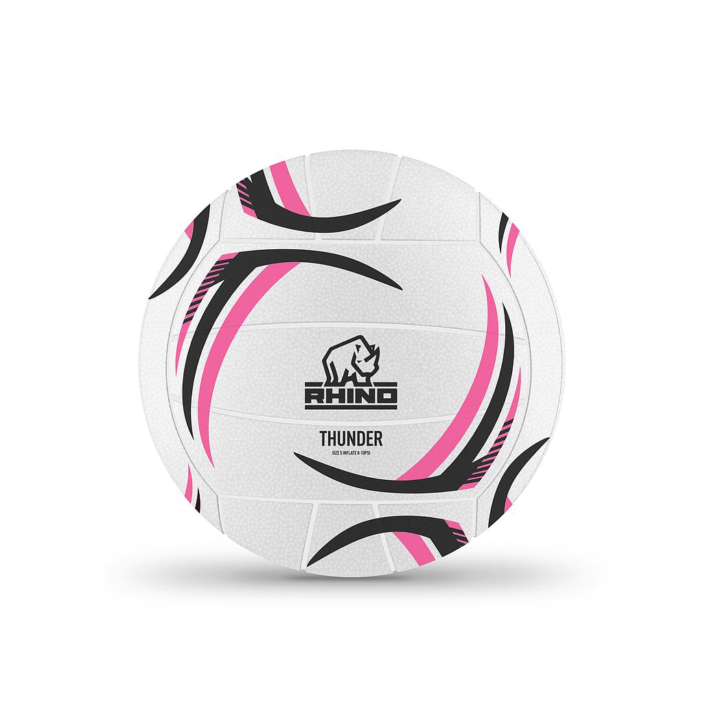 Rhino Thunder moulded netball with textured surface, suitable for indoor and outdoor play, designed for sports and fitness activities.