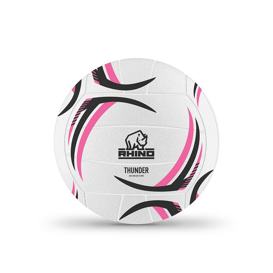 Rhino Thunder moulded netball with textured surface, suitable for indoor and outdoor play, designed for sports and fitness activities.