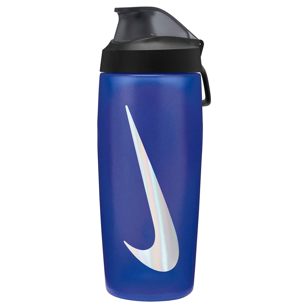 Nike Refuel Bottle with locking lid, 18oz sports water bottle in black with Nike branding and secure cap.