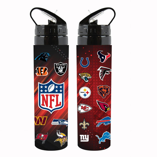 NFL Team Merchandise aluminium 750ml bottle featuring team logo, perfect for sports fans and outdoor activities.