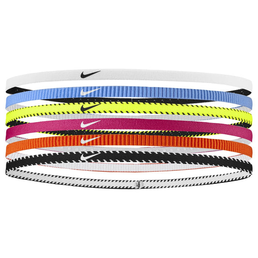 Set of six Nike Y Flex Classic Slim Hairbands featuring slim, stretchy design perfect for sports and active wear.