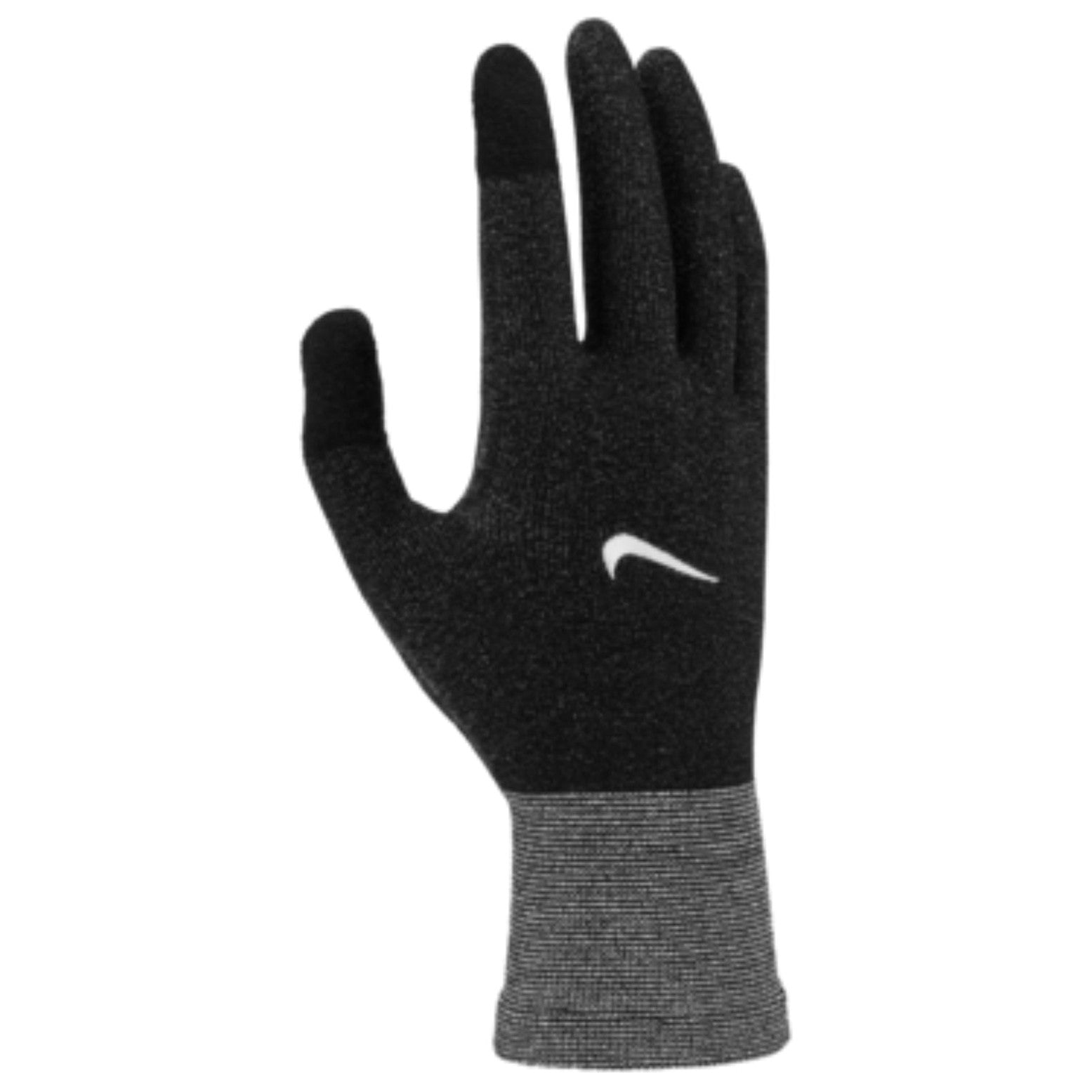Nike Dri-Fit lightweight knit winter gloves with a snug fit and textured fabric, designed for warmth and moisture-wicking comfort.