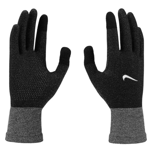 Nike Dri-Fit lightweight knit winter gloves, designed for warmth and moisture-wicking, in black with Nike logo detailing.