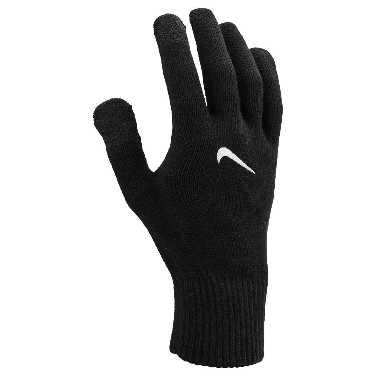 Nike Knit Tech and Grip Winter Gloves 3.0 with touchscreen fingertips, black knit fabric, and textured grip palms for cold weather.