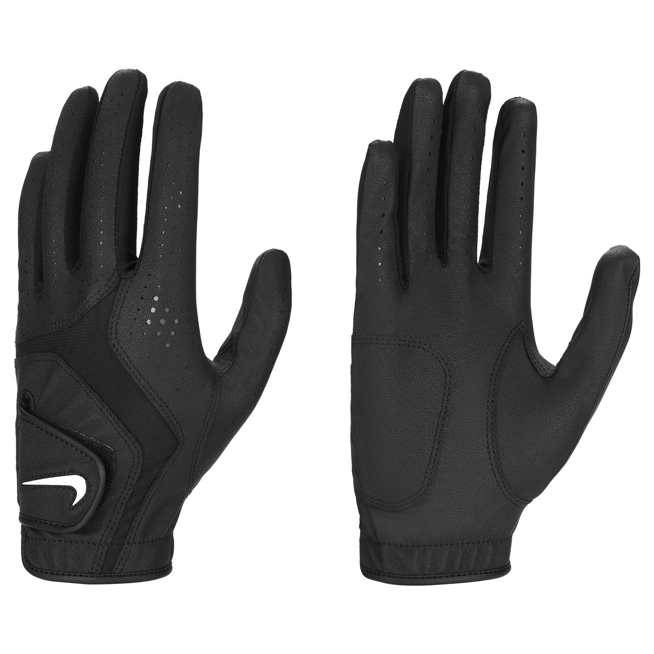 Black Nike Golf Dura Feel X men's golf glove with premium grip and comfortable fit, designed for optimal performance on the course.