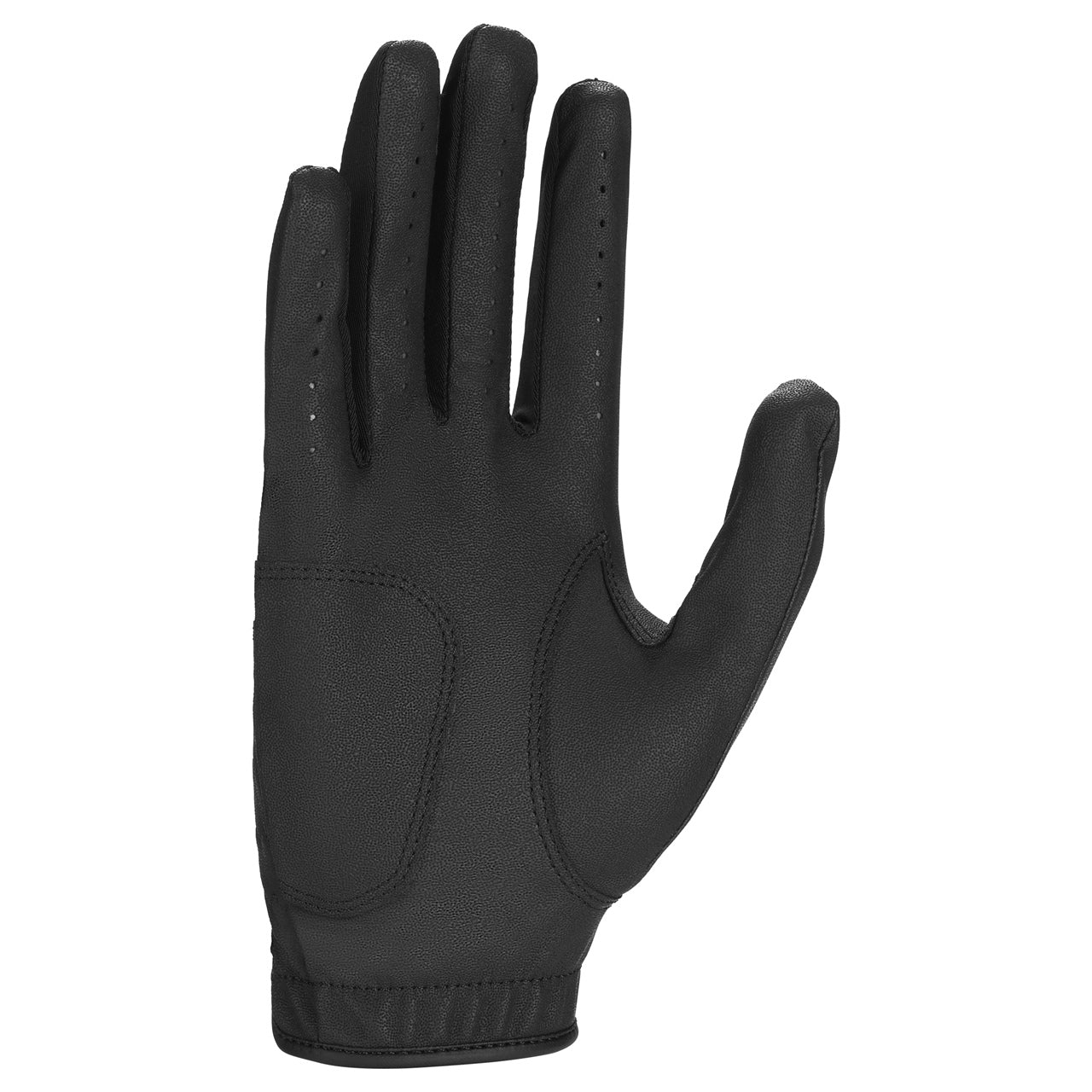 Black Nike Dura Feel X golf glove for men, showing premium grip texture and breathable design for golf sports.