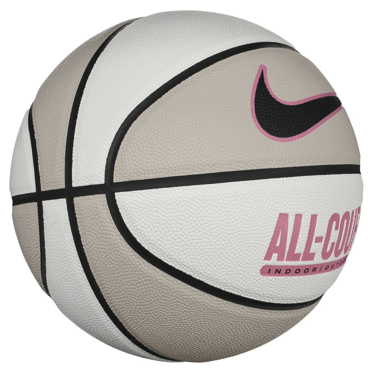 Nike basketball, Everyday All Court indoor outdoor basketball, showing textured surface and Nike logo on the ball.