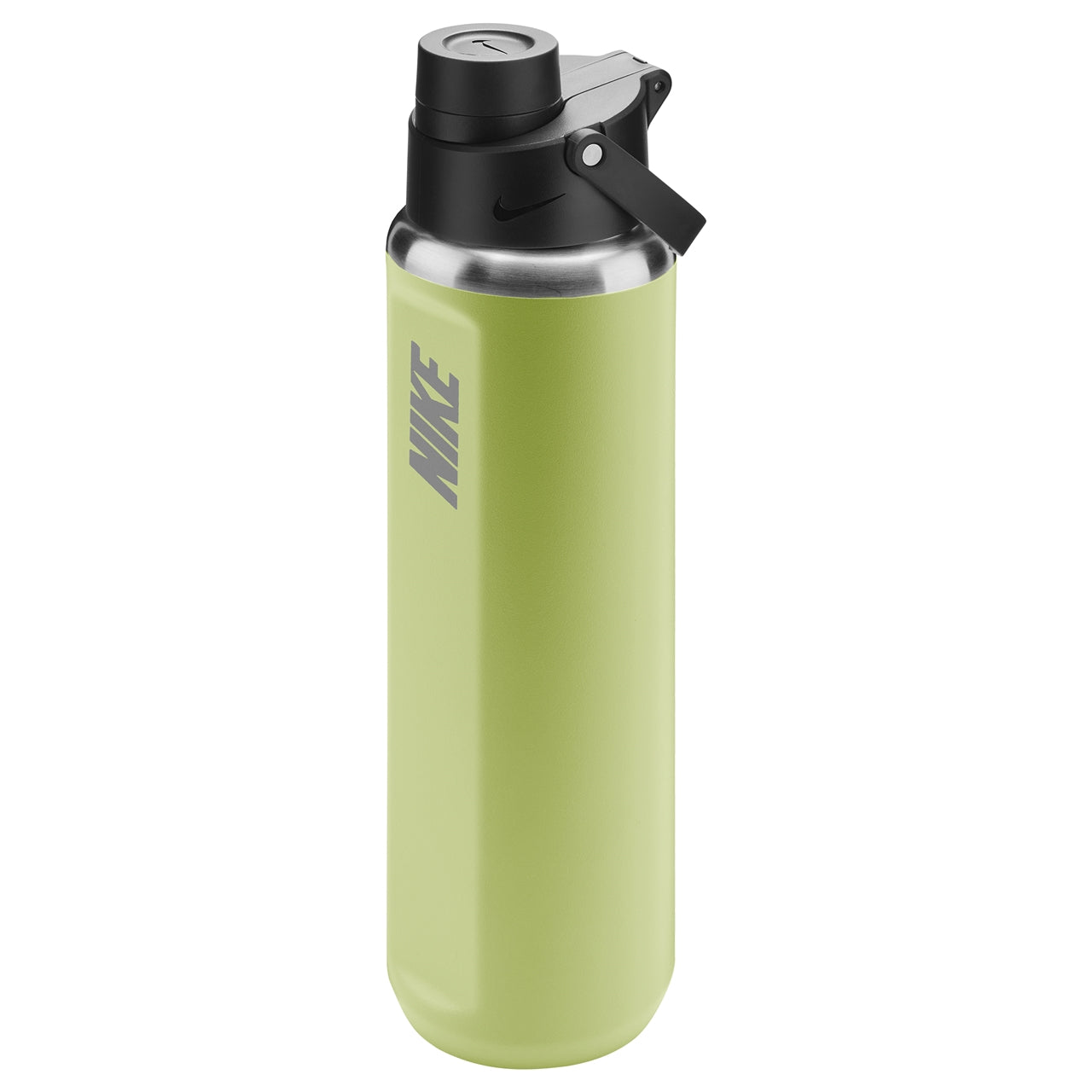 Nike SS Recharge Chug Bottle 24oz sports water bottle, durable plastic with a wide mouth and Nike logo, ideal for active hydration.