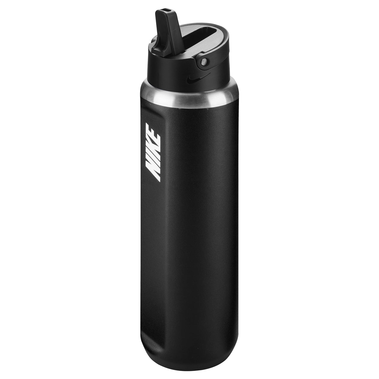 Nike SS Recharge Straw Bottle 24oz stainless steel water bottle with a flip-top straw and ergonomic design.