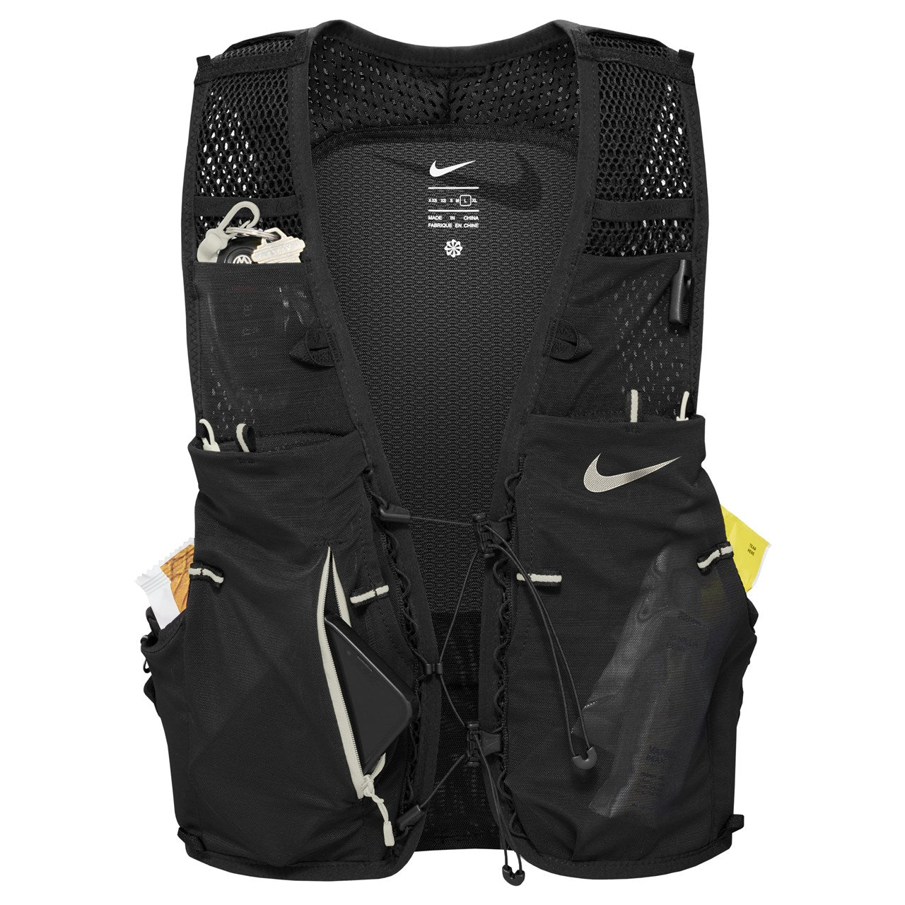 Nike Run Vest 5L hydration vest with adjustable straps and multiple storage pockets designed for comfortable running hydration.