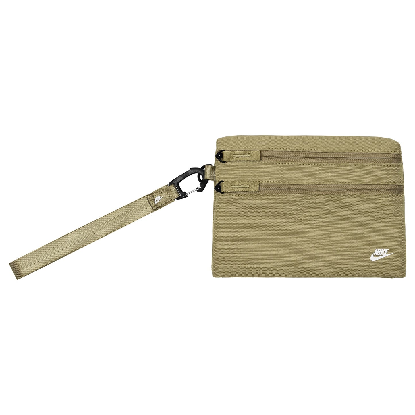 Nike Club Clutch Wristlet with wrist strap, compact wallet accessory, featuring Nike branding and a sleek design.