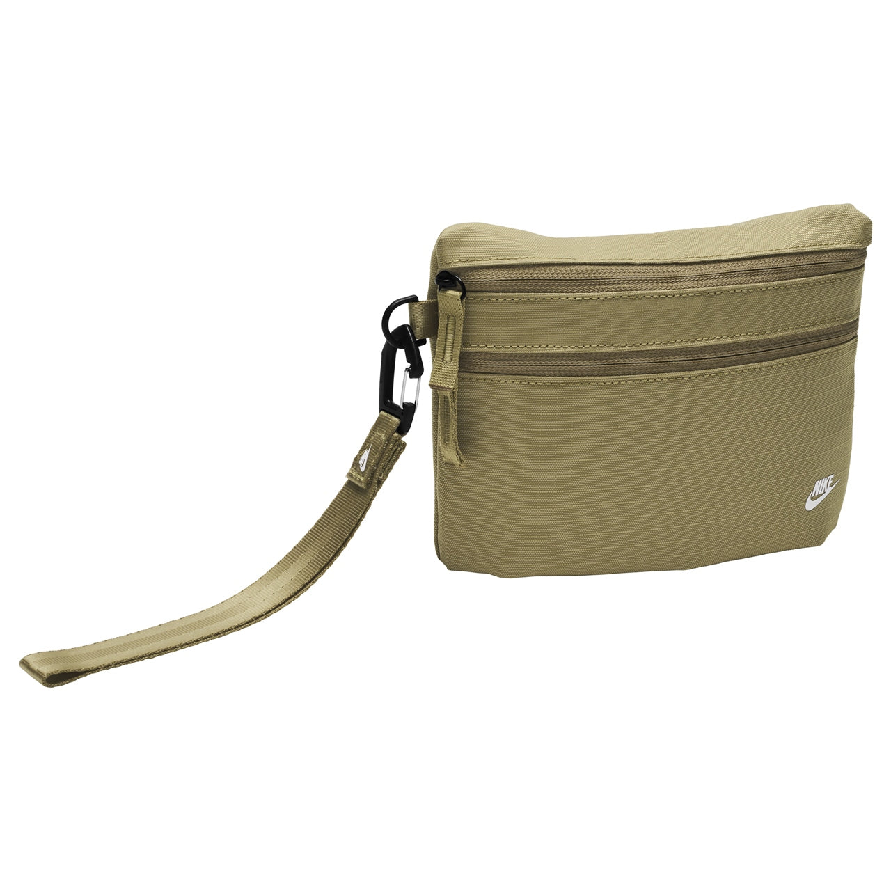 Nike Club Clutch wristlet with wrist strap, compact wallet accessory featuring Nike branding and secure zip closure.