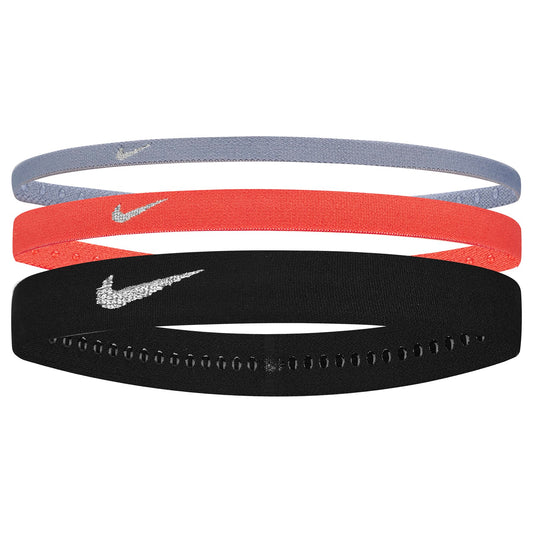 Nike Flex Classic mixed width hairbands, 3-pack, lightweight athletic headbands with Nike logo and stretchy fabric for a secure fit.