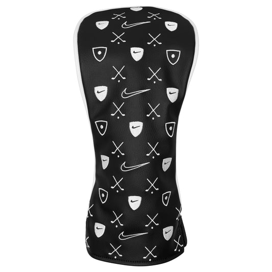 Black Nike Tour Driver headcover for golf clubs, featuring Nike branding and padded protective material.