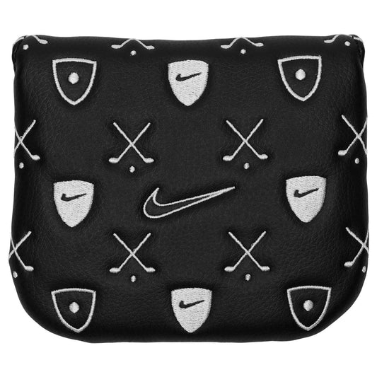 Black Nike Tour Mallet Putter headcover for golf clubs, featuring Nike branding and protective padding.