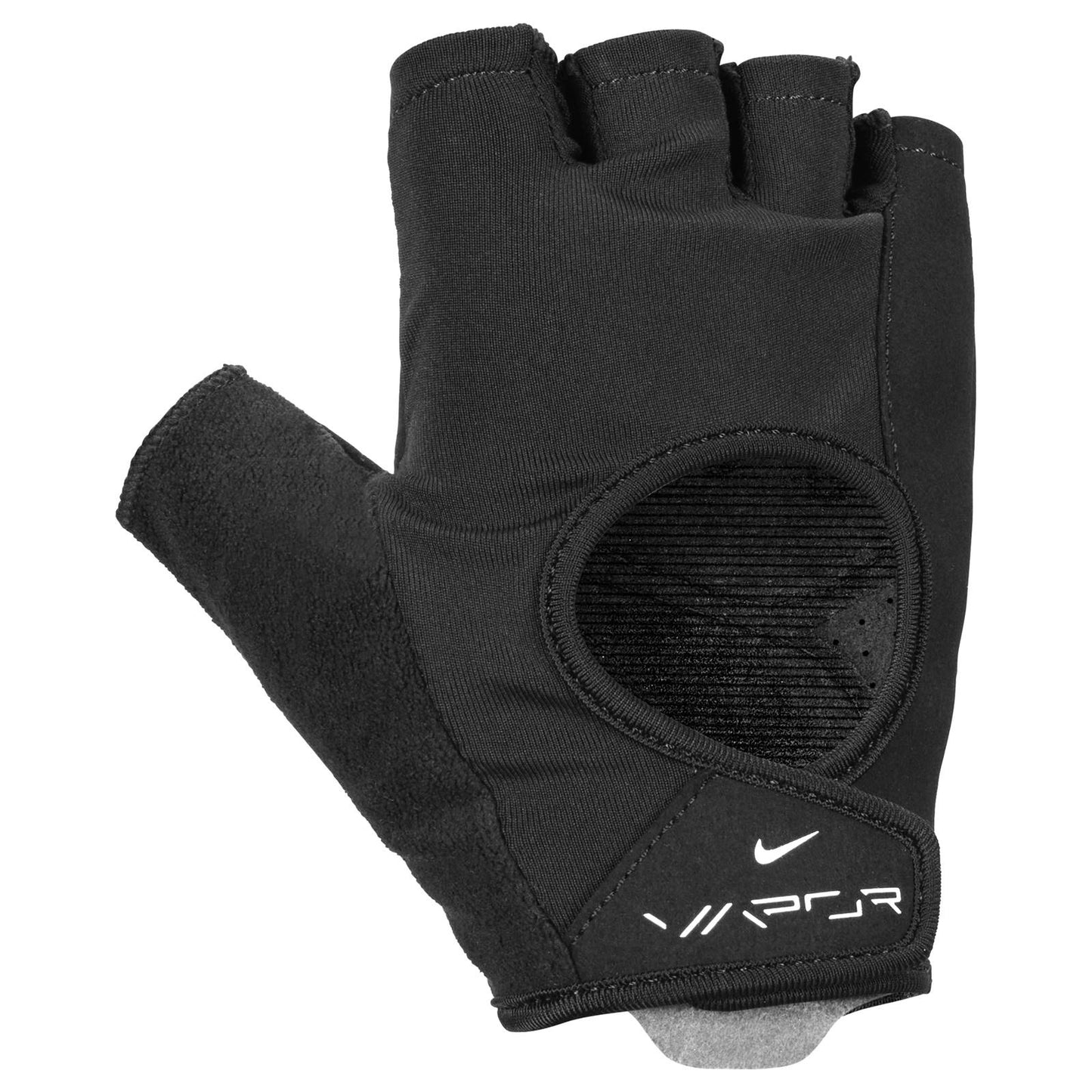 Nike women's Vapor Fitness gloves showing black and pink training gloves with padded palms and adjustable wrist straps.