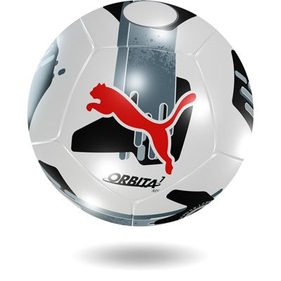 Puma Orbita 7 MS football with black and white panel design, suitable for outdoor soccer games.