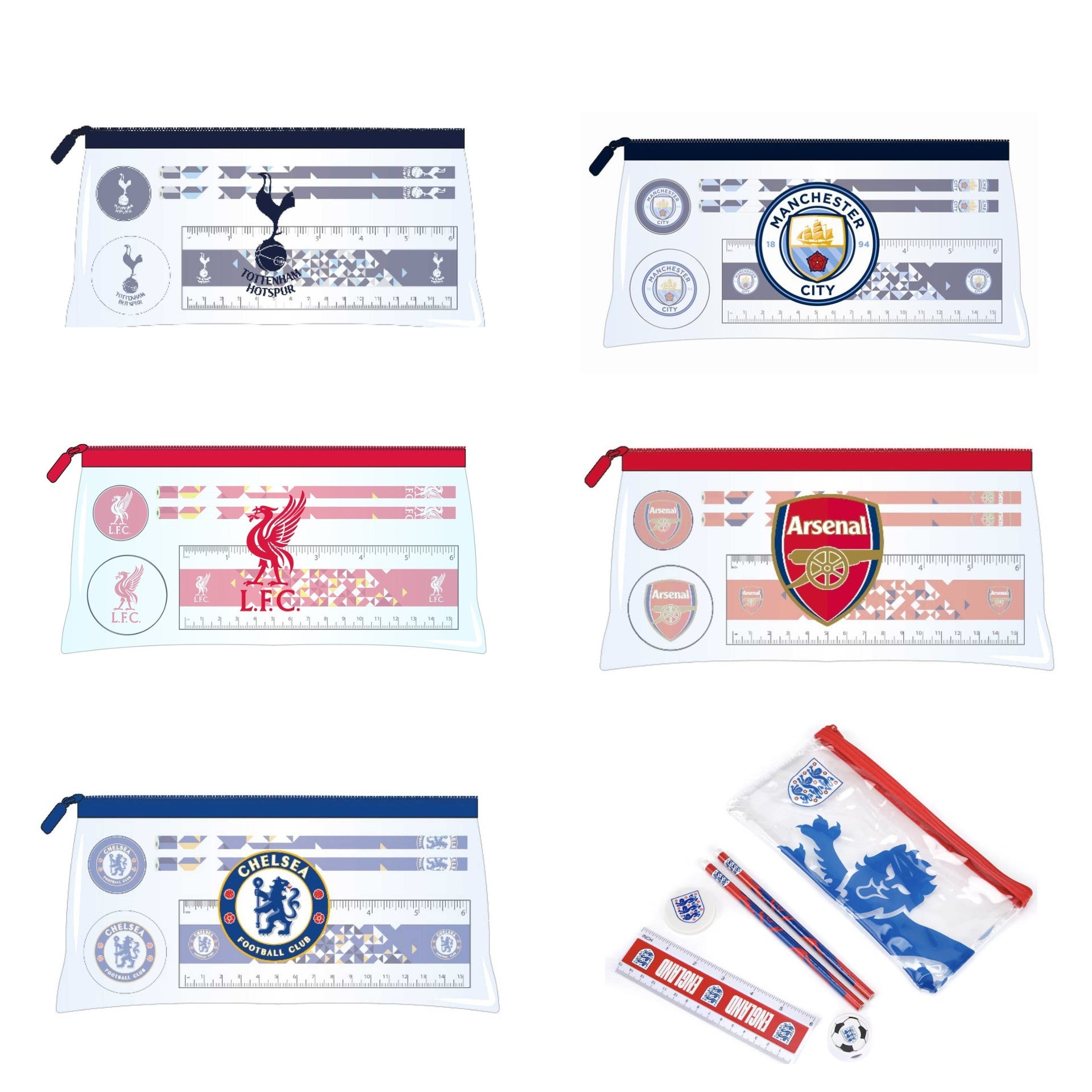 Foco Team Merchandise 23x12cm pencil case set featuring sports-themed design in vibrant colors, ideal for students and athletes.