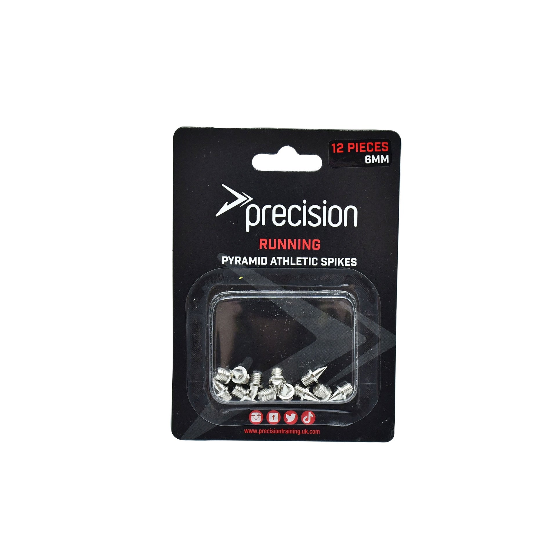 Precision Pyramid Athletic Spikes 4-15mm in a 12-pack, sporting goods spikes for running and track events.