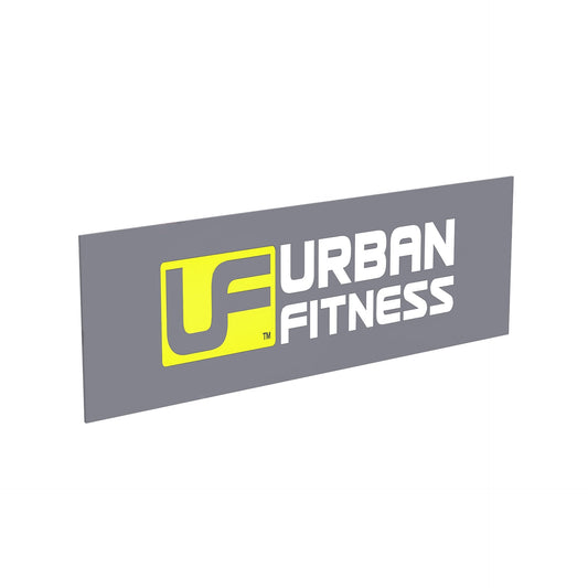 Urban Fitness POS header card for sporting goods, featuring the UFE brand logo and bold design for retail displays.