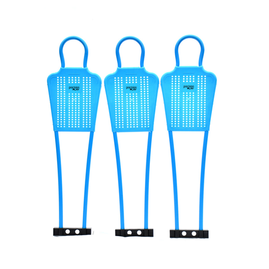 Set of three PrecisionPLAY Mini Football Training Mannequins used for soccer drills and practice sessions.