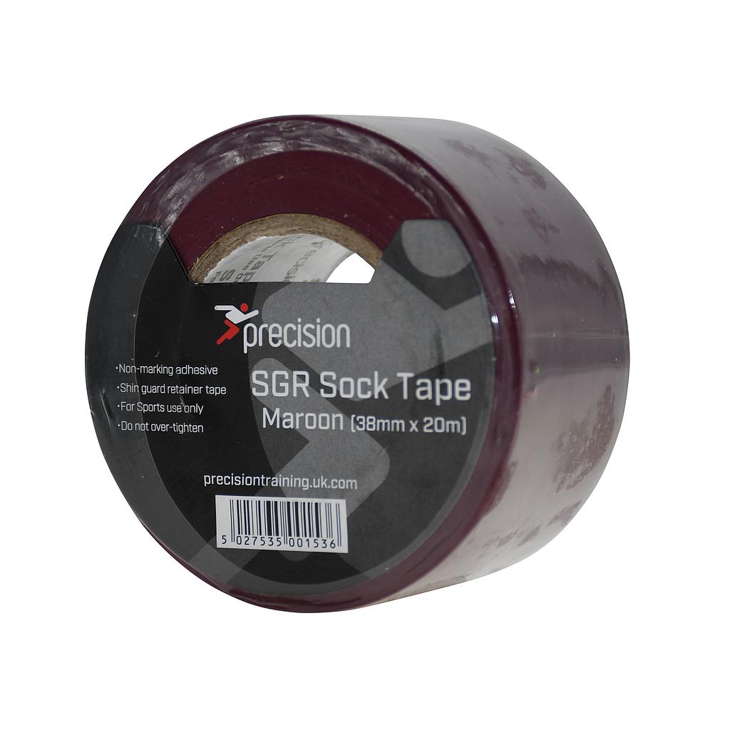 Pack of five Precision SGR Sock Tape 38mm for sports, showing black tape with white branding on a white background.