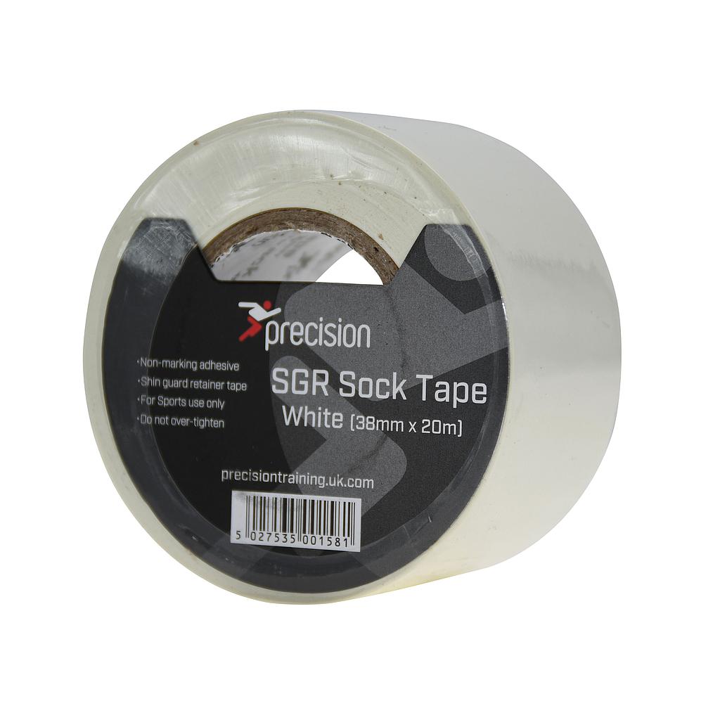 Pack of 5 Precision SGR Sock Tape 38mm, sporting goods, white adhesive tape for sports socks and athletic use.