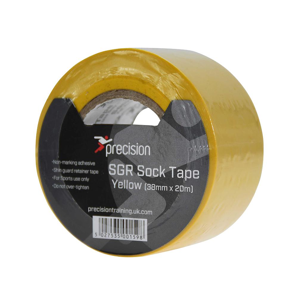 Precision SGR Sock Tape 38mm pack of 5, sporting goods, showing white athletic tape with Precision branding on the label.