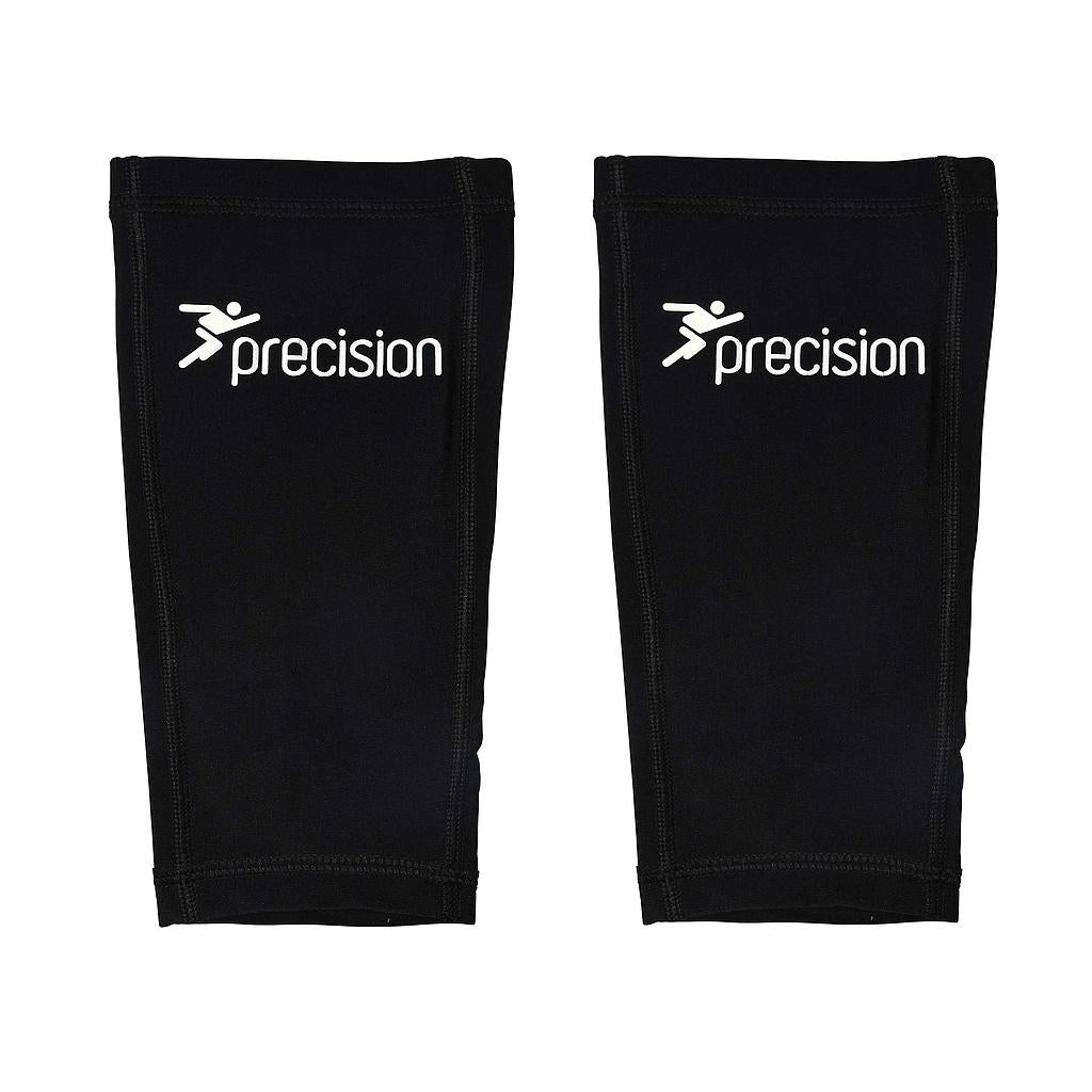 Precision Pro Matrix shinguard replacement sleeves for sporting goods, shown in black with branding details visible