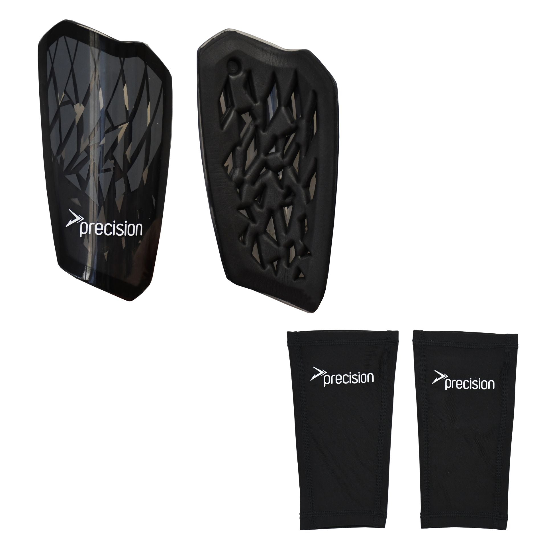 Precision Pro Fusion Flex Shin Guards with adjustable straps and padded protection for sports and martial arts.