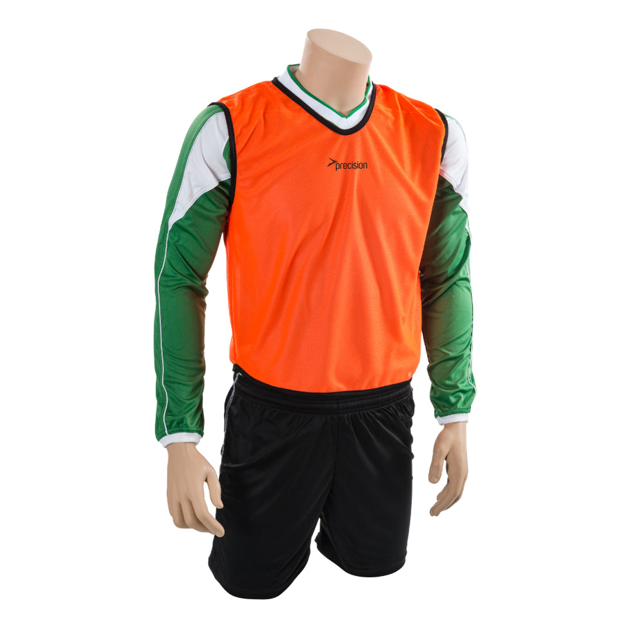 Precision Mesh Training Bib in youth and adult sizes, lightweight sporting goods bib with breathable mesh material.