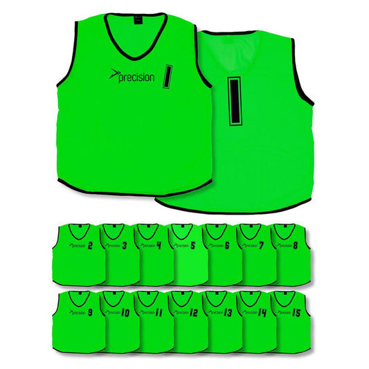 Precision mesh numbered training bibs 1-15 pack for kids, football bibs, with colorful mesh material and large printed numbers.