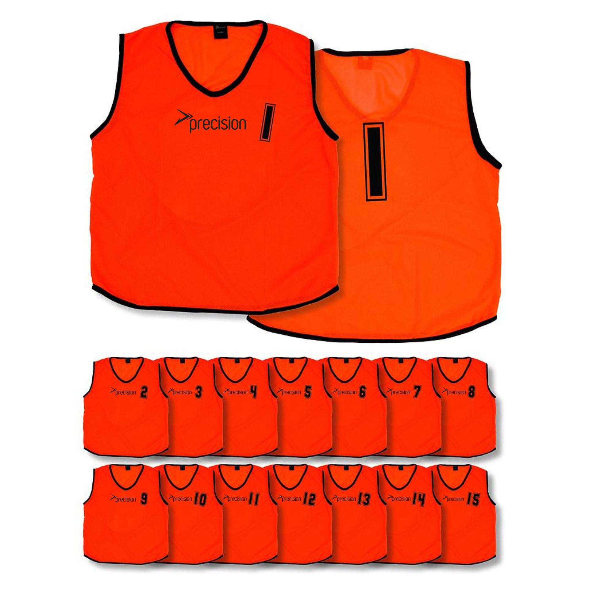 Precision Mesh Numbered Training Bibs for kids, set of 15, lightweight football bibs with numbered design for sports practice.