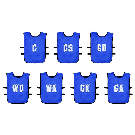 Precision Mesh Netball Training Bibs for kids, pack of 7, lightweight sports bibs for infants and children in vibrant colors.