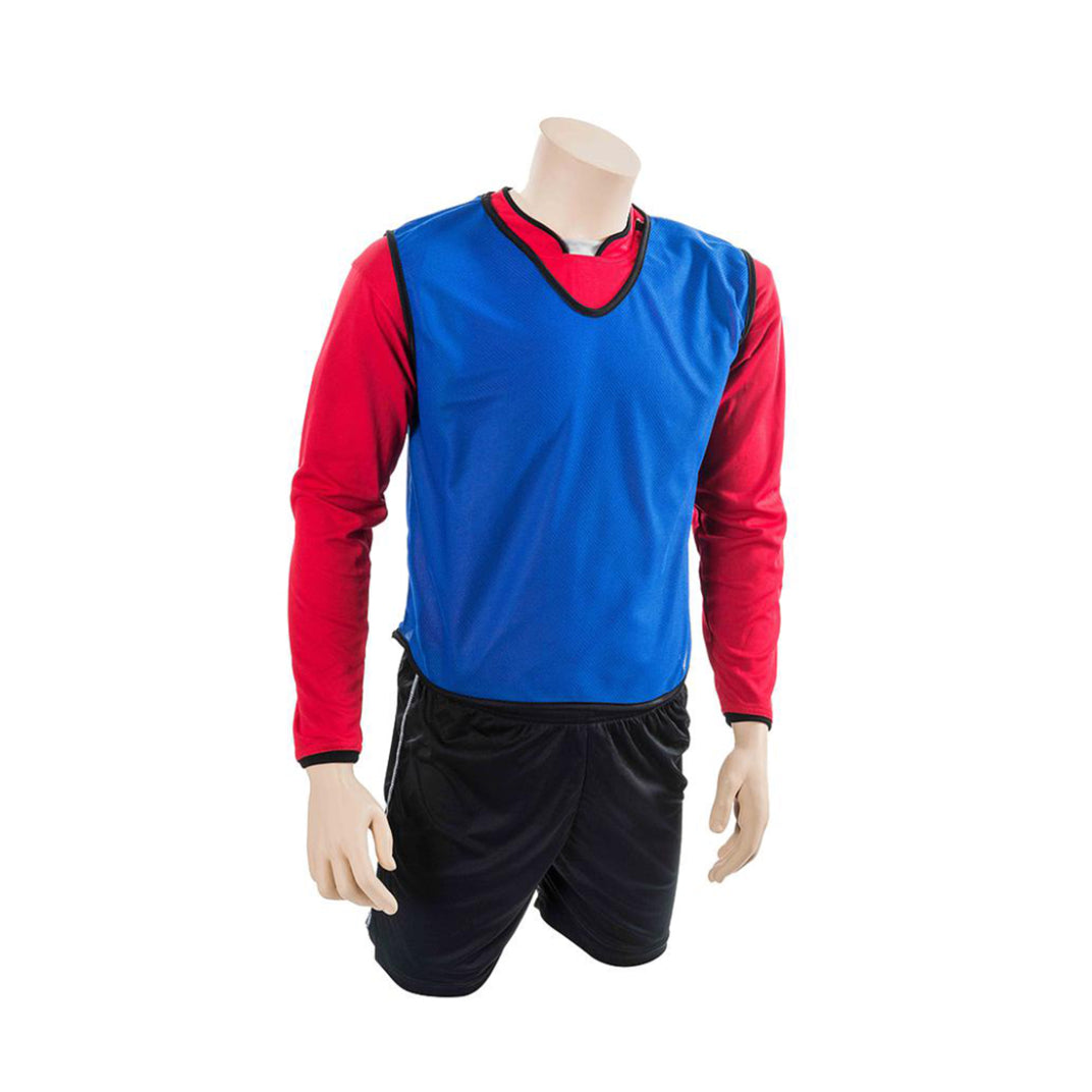 Plain mesh training bib for infants and kids, branded Precision sporting goods, shown in blue with adjustable straps.