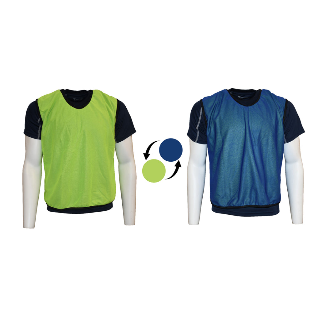 Plain reversible mesh training bib by Precision, youth and adult size, shown in black and white on a flat surface.